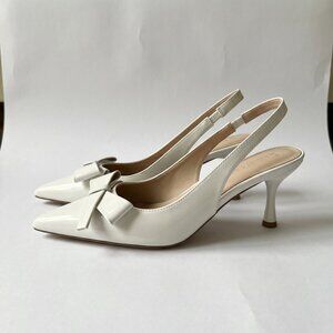 Off-white kitten heels